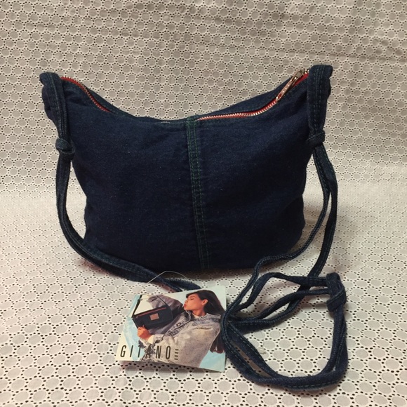 GITANO Vintage VTG 80s Express Aged Denim Jean Purse - Picture 3 of 8